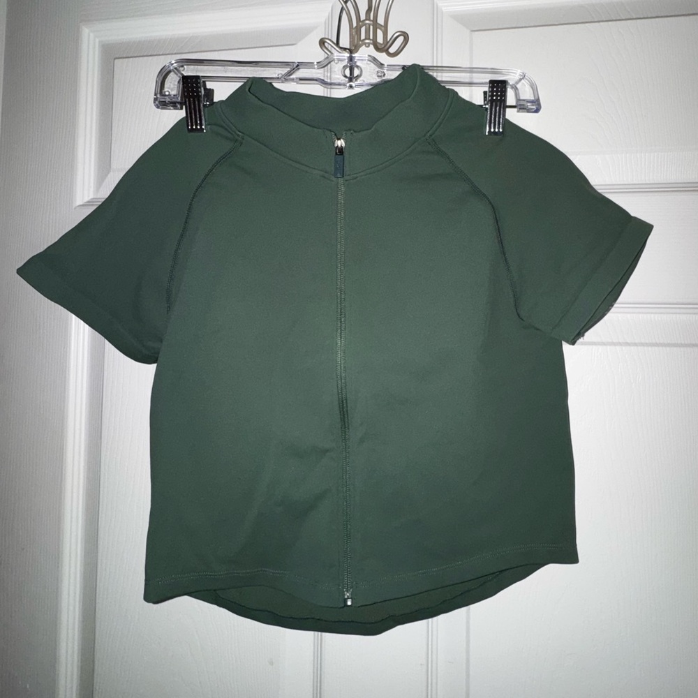 Aurola Short-Sleeve Zip Front Top